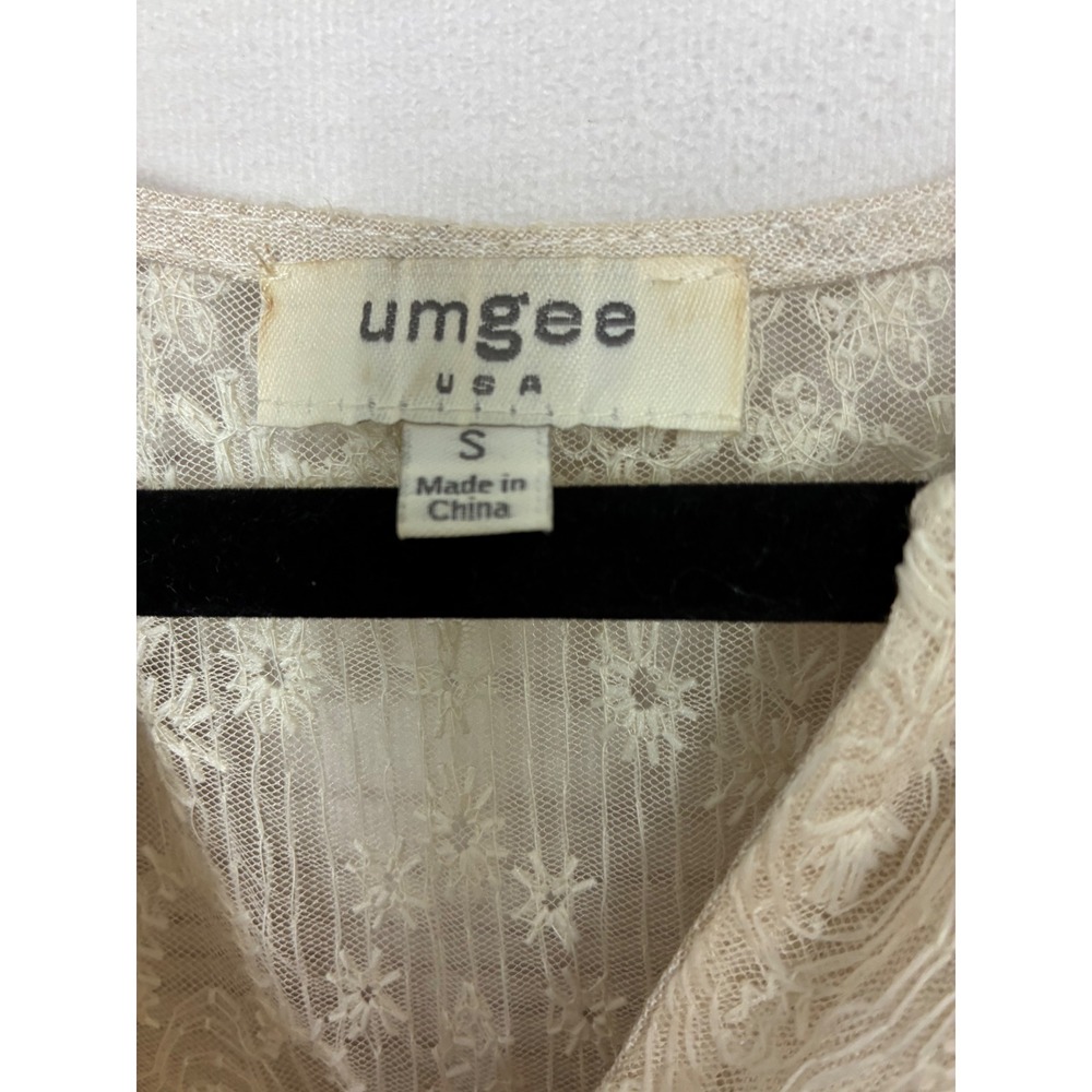 Umgee Oatmeal Linen Blend Lace Back Boho Babydoll Dress Beige Large - Picture 9 of 11